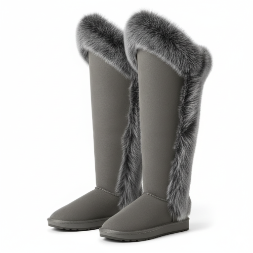 High Design Snow Boots With Fur Lined Slip On Footwear