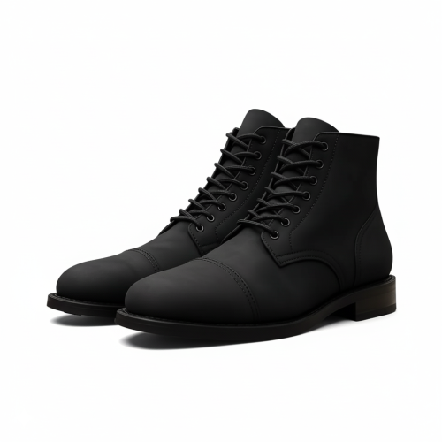 Structured Leather Lace Boots